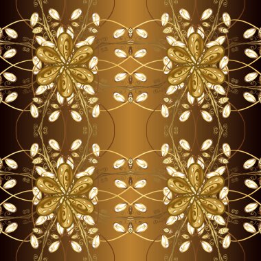 Doğulu süsü. Kahverengi ve sarı renklerde altın desenli altın elementler. Geleneksel klasik altın desen. Barok tarzında kusursuz bir doğulu süsü..