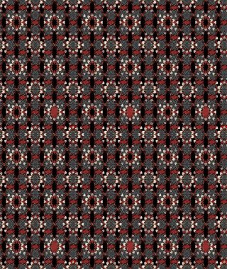 Çiçek buketleriyle klasik bir eskiz şekli. Raster illüstrasyonu. Siyah ve kahverengi renklerde.