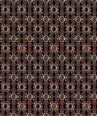 Gömlek, arka plan modelini çiz. Tropik çiçekler. Siyah ve kahverengi renkte çiçekler.