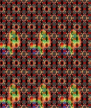 Çiçek ve yapraklı karalama şeklinde Raster çiçek deseni. Yumuşak, bahar çiçekleri siyah ve kırmızı renklerde. Raster illüstrasyonu.