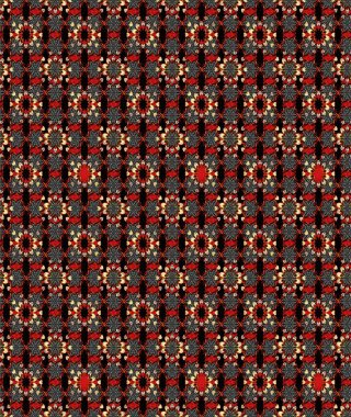 Küçük çiçekli yay deseni çiz. Raster illüstrasyonu. Suluboya tarzında siyah ve kırmızı renkler üzerine.