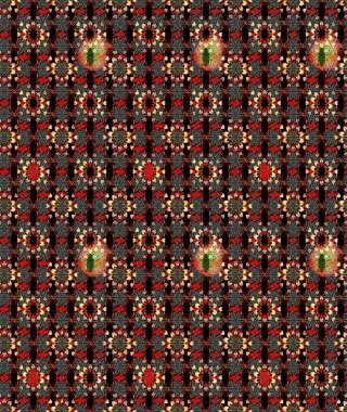 Çizim çiçek deseni duvar kâğıdı olarak kullanılabilir. Siyah ve kırmızı renkte çiçekler. Raster illüstrasyonu.