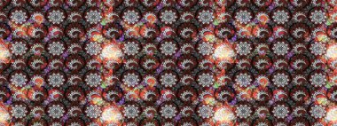 Çiçekli karalama şeklinde Raster çiçek deseni. Gri ve kahverengi renkli çiçekler. Nazik, narin çiçek arkaplanı.