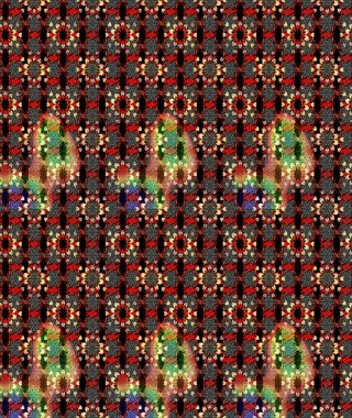 Çiçek buketleriyle klasik bir eskiz şekli. Raster illüstrasyonu. Siyah ve kırmızı renklerde.