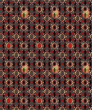 Siyah ve kırmızı renkte siyah ve kırmızı papatya deseni. Raster illüstrasyonu. Siyah ve kırmızı renklerde.