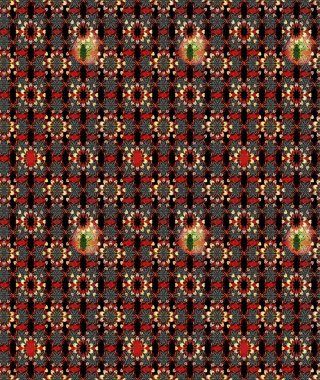 Çizim çiçek deseni duvar kâğıdı olarak kullanılabilir. Siyah ve kırmızı renkte çiçekler. Raster illüstrasyonu.