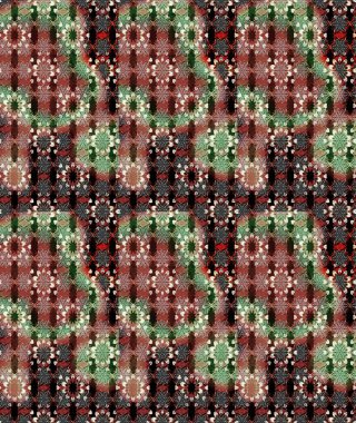 Kahverengi ve siyah renkli parlak çiçekli soyut çizim deseni. Çiçeksel elementlerle süslenmiş zarif raster dokusu. Küçük çiçekte şirin bir çiçek deseni var..