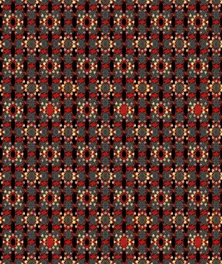 Çiçekli eskiz çizimi. Siyah ve kırmızı renkte çiçekler. Renkli Yaz Temalı eskiz kalıbı. Düz Çiçek Elementleri Tasarımı.