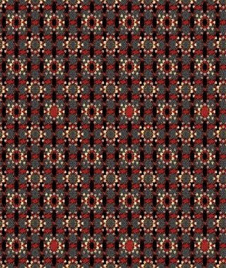 Çiçekli karalama şeklinde Raster çiçek deseni. Nazik, sevimli çiçek arkaplanı. Siyah ve kırmızı renkte çiçekler.