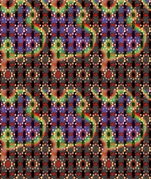 Parlak renkli çiçekleri ve siyah ve kahverengi renkte yaprakları olan harika bir çiçek deseni. Moda baskıları için zarif bir şablon. Modern çiçek arkaplanı. Halk stili.