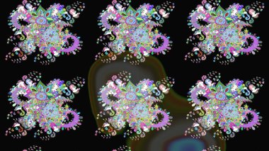 Ağaç dallı bahar çiçekleriyle desen, çiçek siluetiyle siyah renkler. Raster deseni.