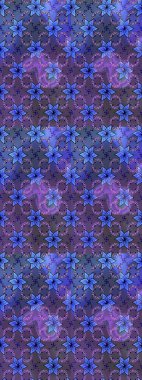 Tropik çiçek desenleri. Raster illüstrasyonu. Mor renkte çiçekler.