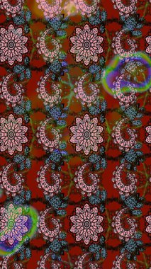 Şirin çiçekler. Raster Moda kumaş deseni. Çizgi çizimi deseni.