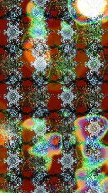 Arkaplan dokusu, duvar kağıdı, kahverengi ve yeşil renkli çiçek teması. Soyut etnik raster çizim kalıbı. Kabile sanatı boho baskısı, klasik çiçek arkaplanı.