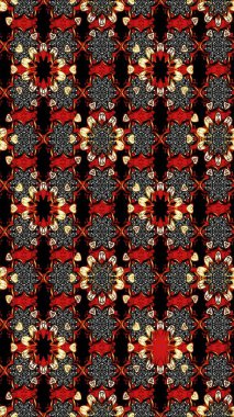 Çiçekli karalama şeklinde Raster çiçek deseni. Yumuşak, bahar çiçekli arka plan. Siyah ve kırmızı renkte çiçekler.