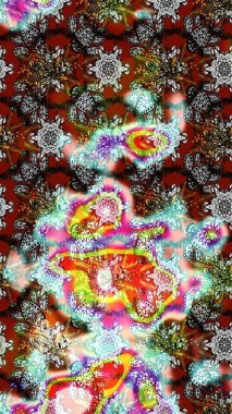 El çizimi. Raster illüstrasyonu. Çiçekli, yapraklı, çiçek desenli çizim..