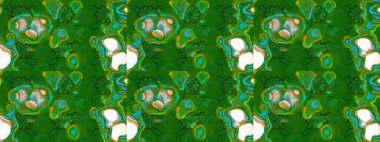 El çizimi çiçekli soyut çizim kalıbı. Yeşil ve mavi renkte çiçekler. Raster illüstrasyonu.