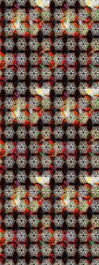 Parlak renkli çiçekleri ve siyah ve kahverengi renkte yaprakları olan harika bir çiçek deseni. Halk tarzı. Modern çiçek arkaplanı. Moda baskıları için zarif bir şablon.