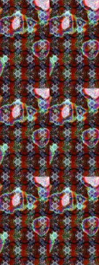 Kahverengi ve kırmızı renkte çiçekler. Raster illüstrasyonunda çiçek deseni çizimi.