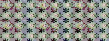 Raster Illustrasyon 'daki Çiçek Deseni' nin son moda çizimi. Gri ve nötr renkte çiçekler. Düz Çiçek Elementleri Tasarımı. Renkli Yaz Teması çizim şablonu.