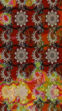 Çiçek deseni. Raster güzel kumaş deseni çiziyor. Renkli Bahar Teması eskiz kalıbı. Düz Çiçek Elementleri Tasarımı.