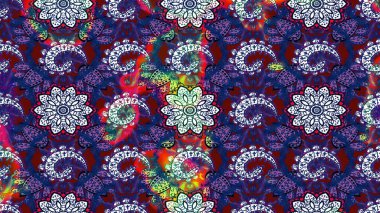 Mavi ve mor renkli çiçekler suluboya tarzında. Raster illüstrasyonunda çiçek deseni çizimi.