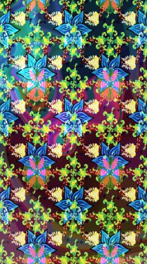 Flowers on blue and brown colors. Colour Spring Theme sketch pattern Background. Sketch flowers pattern. Flat Flower Elements Design. Raster illustration. In asian textile style.