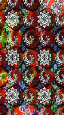 Düz Çiçek Elementleri Tasarımı. Chichi 'nin kumaş kalıbını çiz. Renkli Bahar Teması eskiz kalıbı. Raster illüstrasyonu. Çiçek deseni.