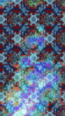 Raster illüstrasyonu. Renkli Bahar Teması eskiz kalıbı. Düz Çiçek Elementleri Tasarımı. Asya tekstil tarzında. Güzel kumaş deseni. Çiçek desenini çiz.