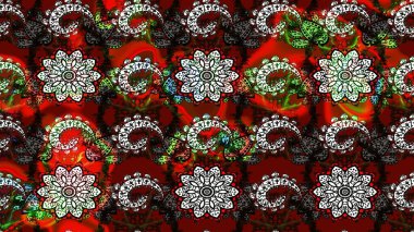 Düz Çiçek Elementleri Tasarımı. Renkli Bahar Teması eskiz kalıbı. Raster Şirin kumaş deseni. Eskiz klasiği.