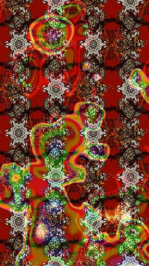 Kahverengi ve kırmızı renkte çiçekler. Hediye ambalaj kağıdı, tebrik kartları, posterler ve pankart tasarımı. Raster düz çiçek çizim deseni.