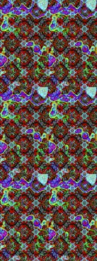 Eskiz arkaplan modeli. Vadinin çiçekleri kırmızı ve mavi renklerde. Suluboya, elle çizilmiş. Raster - stok.