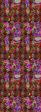 Parlak çiçekli kolaj çiçekleri gri ve kırmızı. Çiçekli zambakların eskiz geçmişi. Çiçek tasarımı için inanılmaz kolaj cennet tarzı..