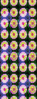 Çiçek. Raster illüstrasyonu. Yeşil ve mavi renklerde. Kusursuz dekoratif arka plan, çiçek mandala.