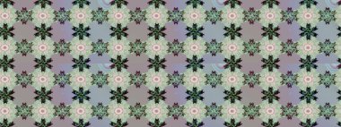 Gri ve nötr renklerde Asya tekstil tarzında. Çiçek desenli çizim. Raster illüstrasyonu.