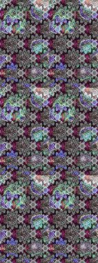 Raster illüstrasyonundaki çiçek desenli çizim. Süslü kumaş deseni. Düz Çiçek Elementleri Tasarımı. Renkli Bahar Teması çizim şablonu.