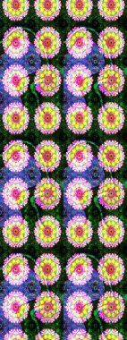 Çiçek. Raster illüstrasyonu. Yeşil ve mavi renklerde. Kusursuz dekoratif arka plan, çiçek mandala.