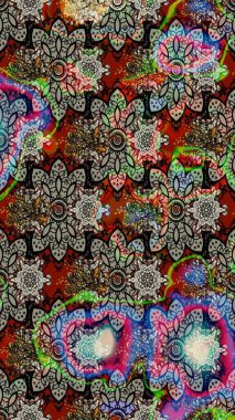 Renkli Bahar Teması eskiz kalıbı. Düz Çiçek Elementleri Tasarımı. Taslak desenli, modaya uygun kumaş deseni. Raster illüstrasyonu. Şirin çiçek elementleri..