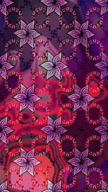 Watercolor painting imitation Raster illustration. Hand drawn abstract fancy elements. Vintage flowers. Summer blooming theme. Purple and brown colors.