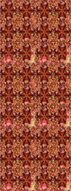 Raster. Kırmızı ve kahverengi renkte güzel çiçekleri olan eskiz deseni, suluboya çiçek deseni, duvar kağıdı, kart veya kumaş için fayanslı.