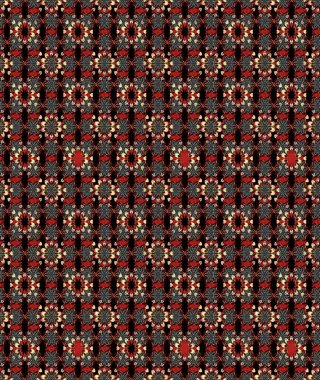 Raster suluboya çiçek deseni, narin çiçekler, siyah ve kırmızı çiçekler, tebrik kartı şablonu. Güzel kumaş deseni.