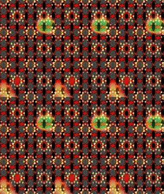 Suluboya elle çizilmiş çiçek desenli eskiz deseni. Parlak renkli fantezi çiçekleri, yapraklar, siyah ve kırmızı renkli tomurcuklar..