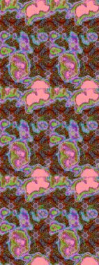 Küçük çiçekteki sevimli çiçek deseni. Bir sürü kahverengi ve pembe soyut çiçekli tropik eskiz deseni. Varisolokahverengi ve pembe raster çizimi.