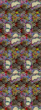 Gri ve nötr renklerde etnik çiçekli zarif bir eskiz deseni. Asya Tekstil 'inde Raster Çiçek İllüstrasyonu.