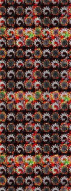 Renkli Bahar Teması eskiz kalıbı. Raster illüstrasyonundaki çiçek desenli çizim. Düz Çiçek Elementleri Tasarımı. Siyah ve gri renkte çiçekler.