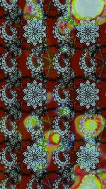 Kırmızı ve kahverengi renkte çiçekler. Renkli Bahar Teması eskiz kalıbı. Düz Çiçek Elementleri Tasarımı. Raster illüstrasyonunda çiçek deseni çizimi.