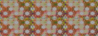 Şatafatlı bahar bahçesi dokusu. Kahverengi ve gri renkli çiçekler. Kahverengi ve gri renklerde çiçeksiz. Çiçek deseni. Raster illüstrasyonu.