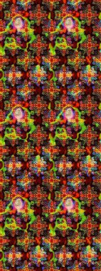 Asya tekstil tarzında. Çiçek desenli çizim. Düz Çiçek Elementleri Tasarımı. Raster illüstrasyonu. Renkli Bahar Teması eskiz kalıbı. Siyah ve kahverengi renkte çiçekler.