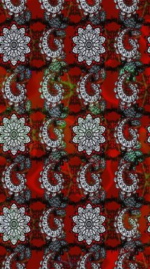 Gentle, summer floral background. Flowers on gray and red colors. Raster floral pattern in doodle style with flowers.