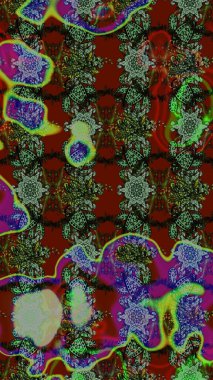 Raster. Düz Çiçek Elementleri Tasarımı. Renkli Bahar Teması çizim şablonu.